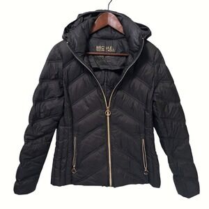 Michael‎ Kors Packable Down Fill Hooded Puffer Jacket Womens S Rifle Green Light